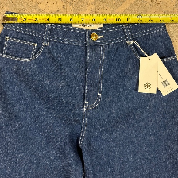 Tory Burch High Rise Cropped Jeans Contrast Stitch Size 28 - Picture 10 of 15